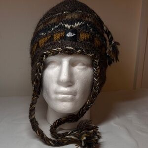 Everest Designs Brown and Gold Wool Fleece Lined Sherpa Hat One Size